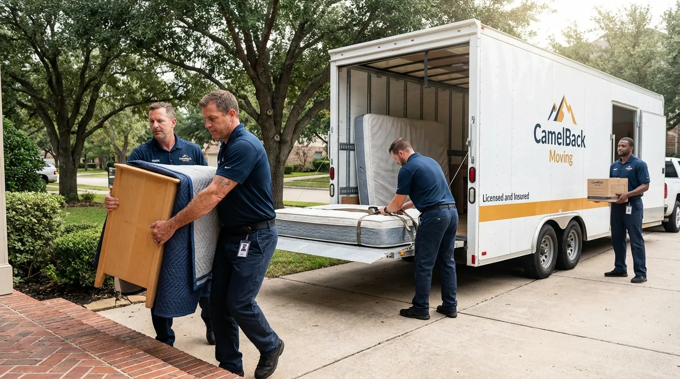 Crew loading residential truck for cross-state move from Rogers City, MI