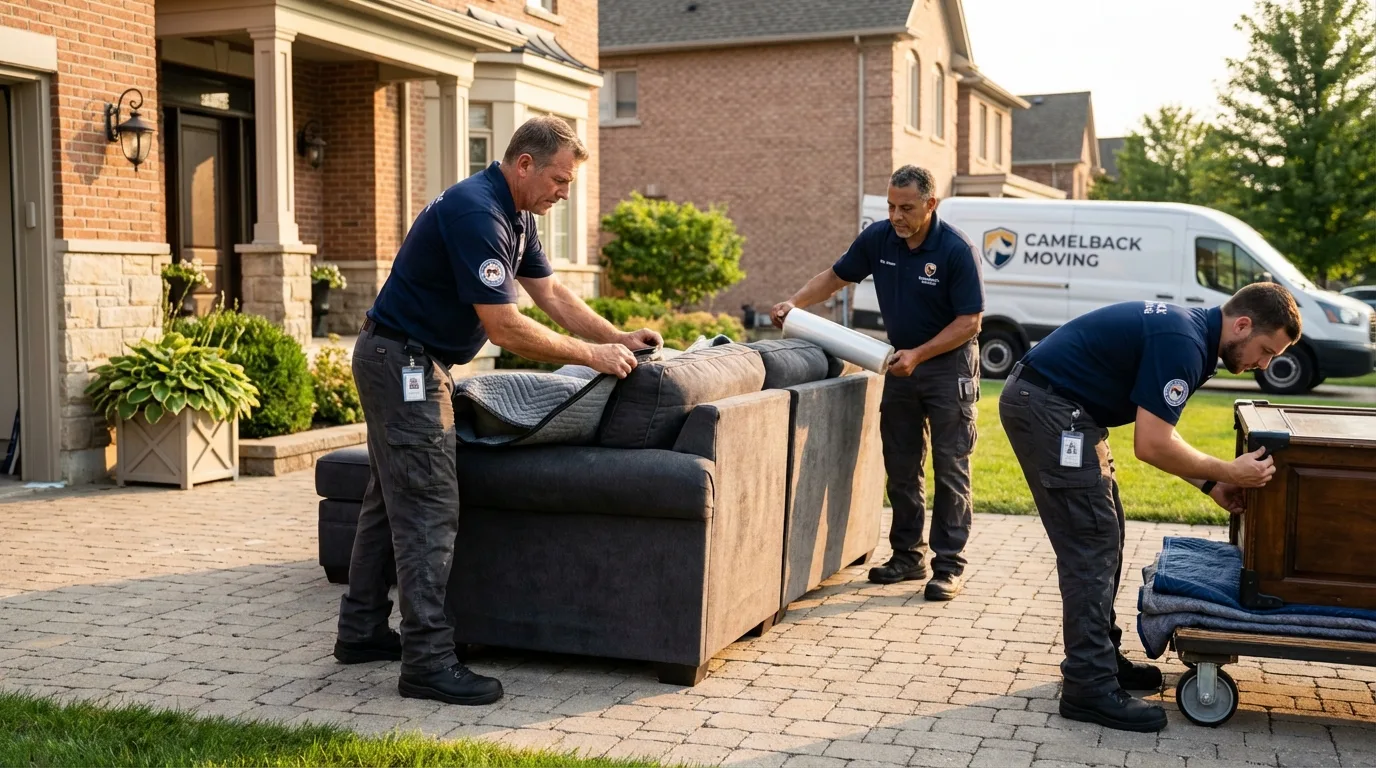 Large estate moving crew wrapping furniture in Rogers City, MI